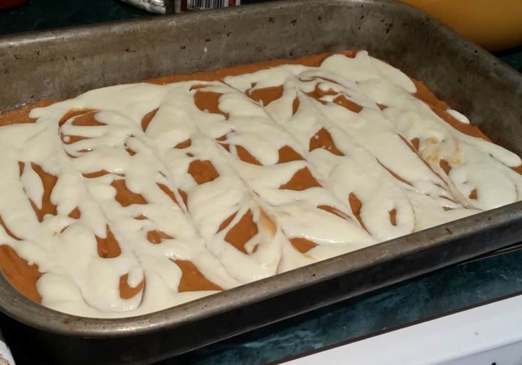Marbled Pumpkin Cream Cheese Squares marbled