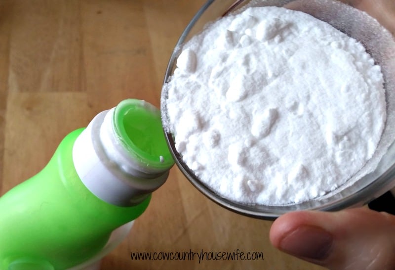 Homemade toothpaste - Adding baking soda - Cow Country Housewife