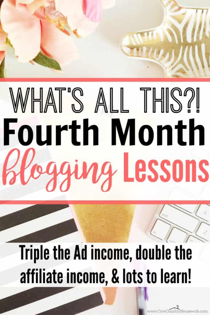 This is great for a new blogger! She made triple the Ad income, double the affiliate income, and more in her fourth month blogging!!