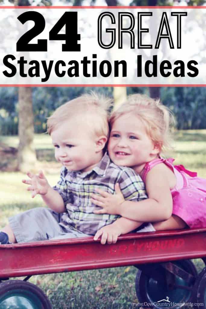 Think a family getaway means going far away? Try a STAYCATION! These 24 awesome ideas for vacationing right in your own town might just change your mind!