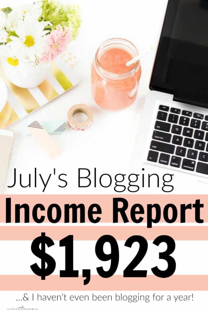 In less than a year of blogging, she made $1,923 last month! I love her blogging income reports!! She breaks down all of her income, expenses, what worked, what didn't and how you can do it too!! July Blogging Income Report: $1,923