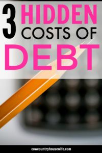 I never thought of these! Debt costs more than just your monthly payment. There are 3 hidden costs of debt and they will absolutely drain your bank account. Save money and pay off debt fast when you're not worried about trying to stay on top of your payments AND these hidden costs. Debts costs you more than you might think!
