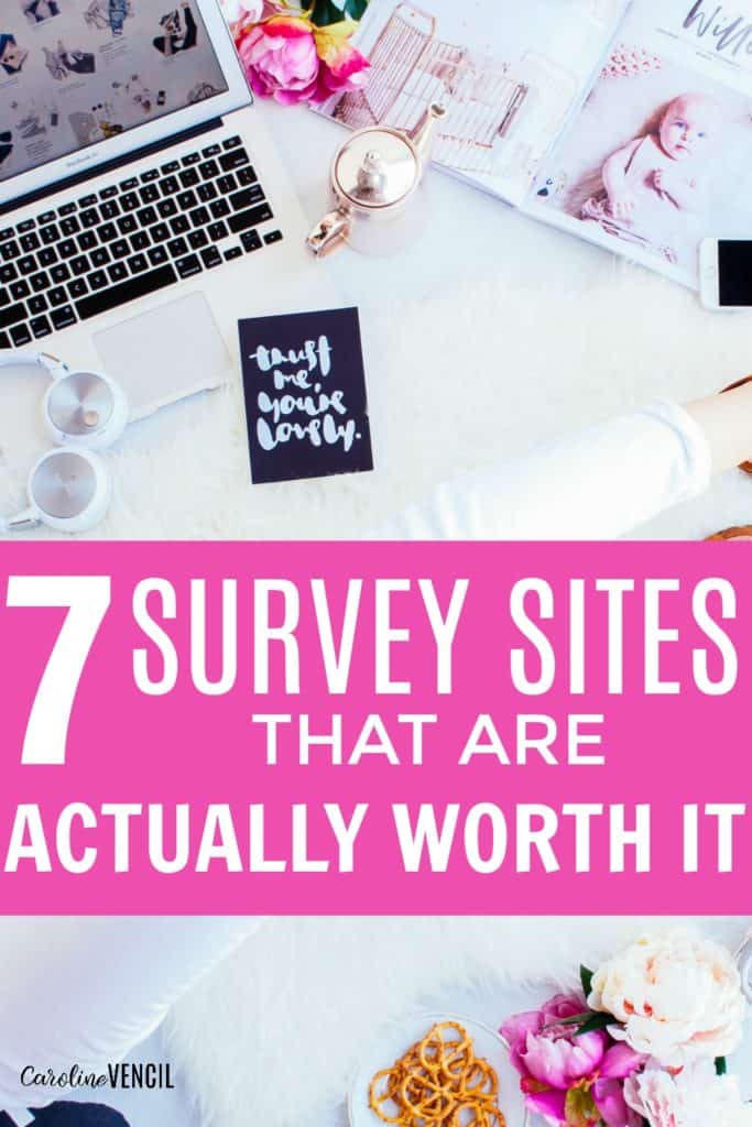 These are the best online survey sites! I LOVE them! I make more than $100 each month doing a few easy surveys. It's so easy to make money from home with surveys. How to earn money with survey sites. Earn extra money from home. Easily earn money from surveys at home. 7 Survey Sites that Are Actually Worth It. The best survey sites for easy earning. Online survey sites earn $100+ each month. Easy side hustle. Side hustles that work.