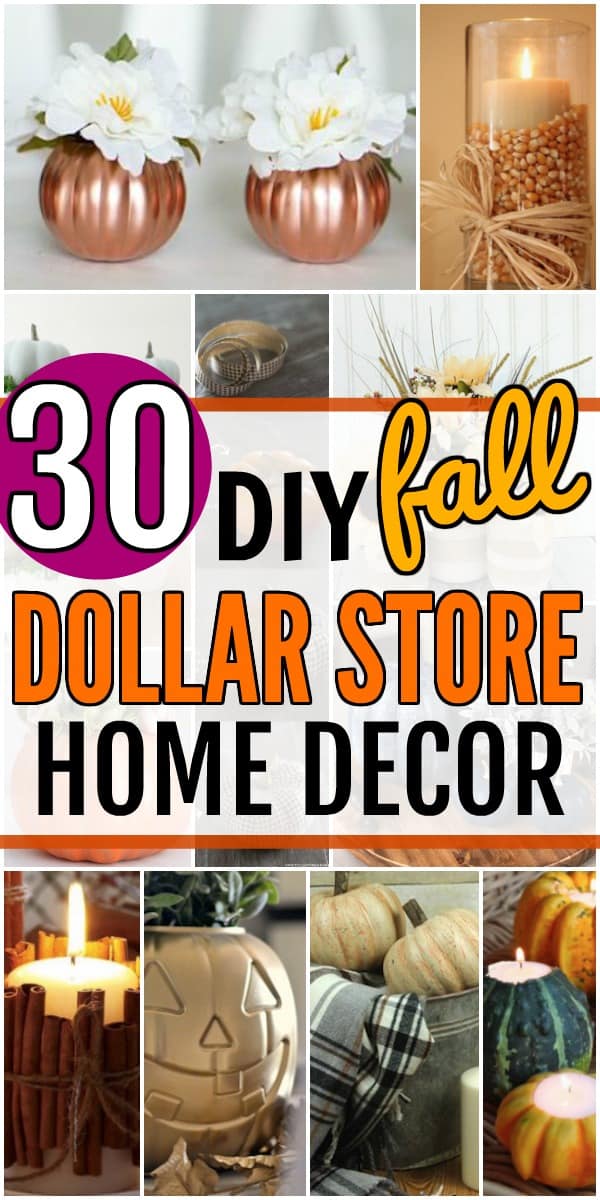 Dollar Store Fall Decor Ideas. Fabulous DIY Fall Farmhouse Dollar Store Hacks are right here for you to enjoy and get a head start on Fall Decorating on a Budget. #diy #diycrafts #fall #falldecor #falldecorations #fallcenterpieces #fallwreaths