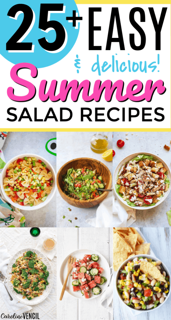 Take a look at these yummy easy Summer Salad Recipes. 25 of the best easy summer salads for you to try this summer that are light and tasty. Easy recipes to bring to the next BBQ or cook out or party over the summer.